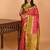 Dual tone pink and dual tone green retta patta border pure kanchi silk saree
