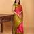 Dual tone pink and dual tone green retta patta border pure kanchi silk saree