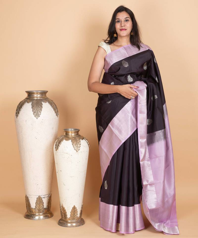 Rasin purple and lavender kanjivaram pattu saree