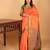 Coral orange and dual tone green zero zari pure kanchi silk saree