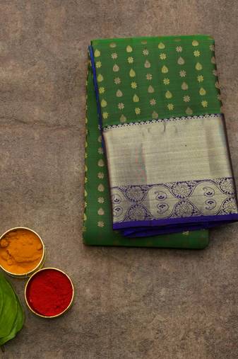 Green and blue silk saree