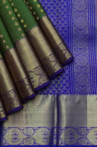 Green and blue silk saree with blouse