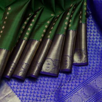 Green and blue silk saree 3