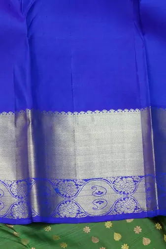 Green and blue silk saree with blouse
