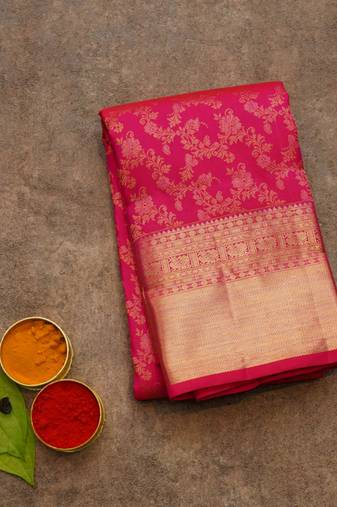 Pink silk saree