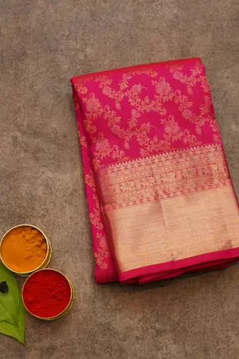 Pink silk saree