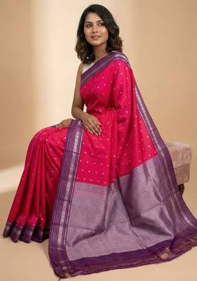 Dual tone pink and purple butta semi silk saree 1