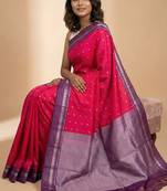 Dual tone pink and purple butta semi silk saree