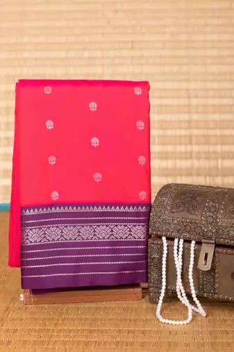 Dual tone pink and purple butta semi silk saree with blouse