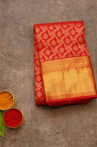 Red bridal silk saree