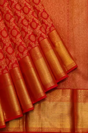 Red bridal silk saree with blouse