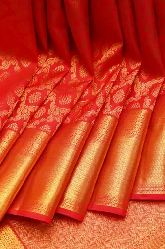 Red bridal silk saree with blouse