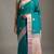 Dual tone teal blue and lilac lavender semi silk saree