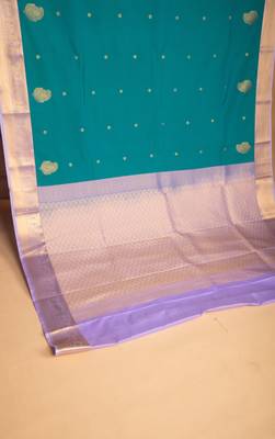 Dual tone teal blue and lilac lavender semi silk saree 3