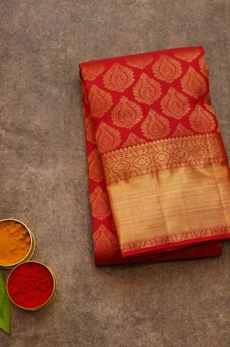 Red colour silk saree