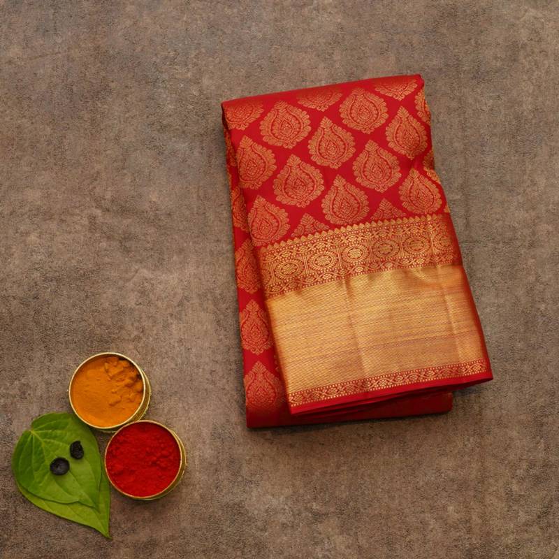 Red colour silk saree