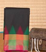 Black and rani pink temple border semi silk saree