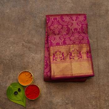 Pink brocade saree 1
