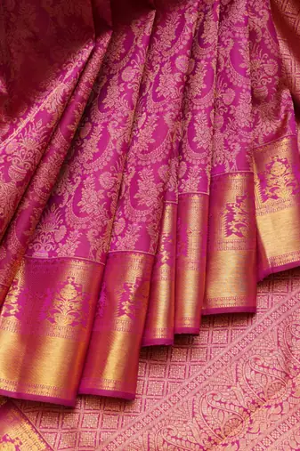 Pink brocade saree with blouse