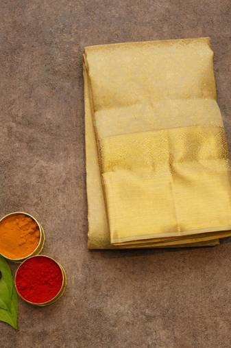 Golden brocade saree