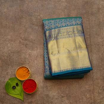 Peacock blue bridal saree 1