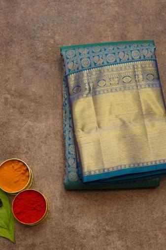 Peacock blue bridal saree