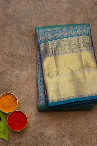 Peacock blue bridal saree