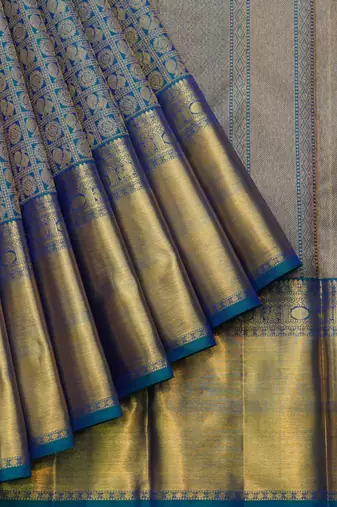 Peacock blue bridal saree with blouse
