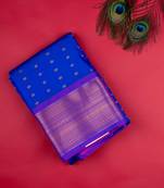 Blue and pink semi silk saree