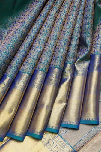 Peacock blue bridal saree with blouse