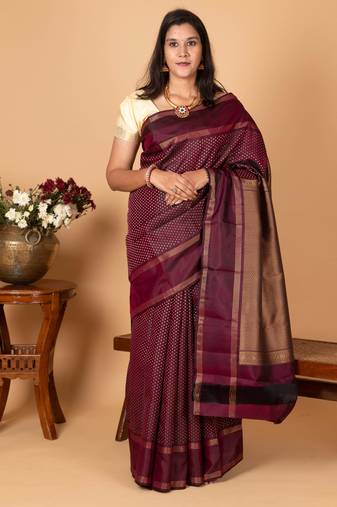 Sangria Wine pure kanjivaram silk saree
