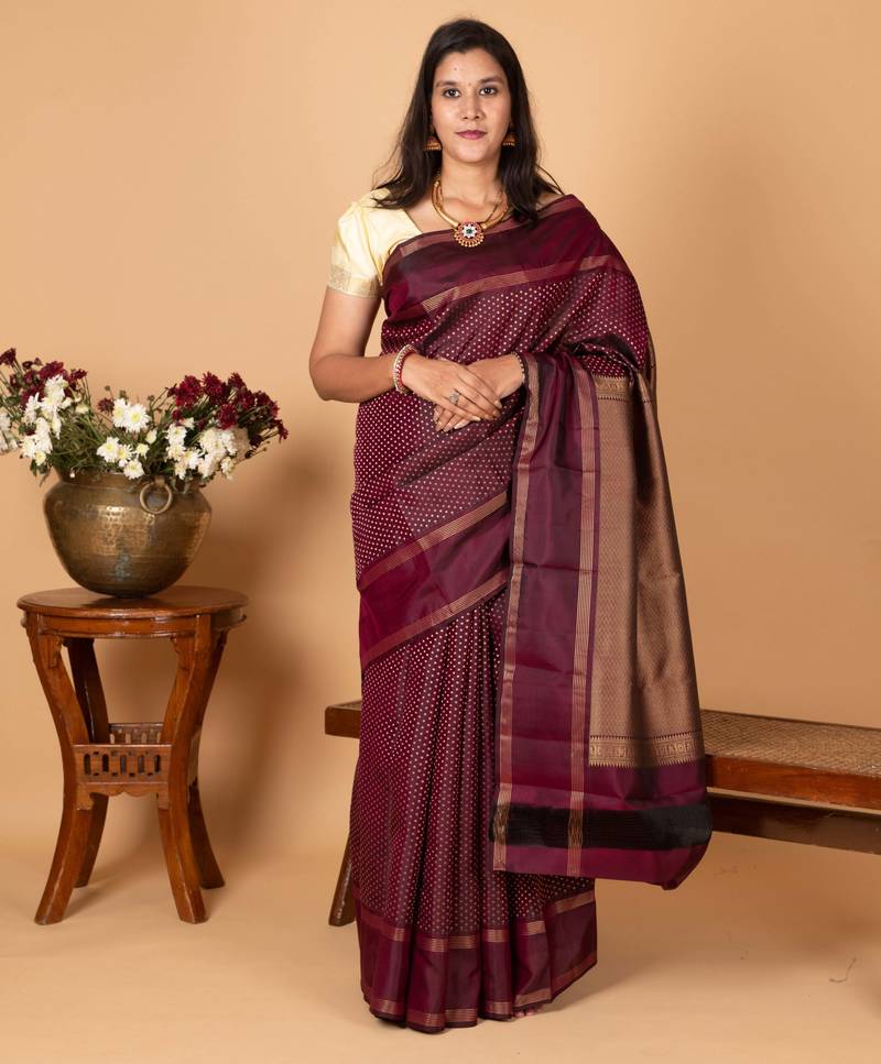 Sangria Wine pure kanjivaram silk saree