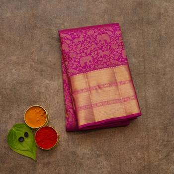 Pink vanasingaram silk saree 1