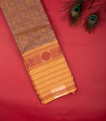 Beige and lavender pure kanchi cotton saree