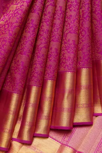 Pink vanasingaram silk saree with blouse