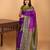 Dual tone violet and dual tone green retta patta border pure kanchi silk saree