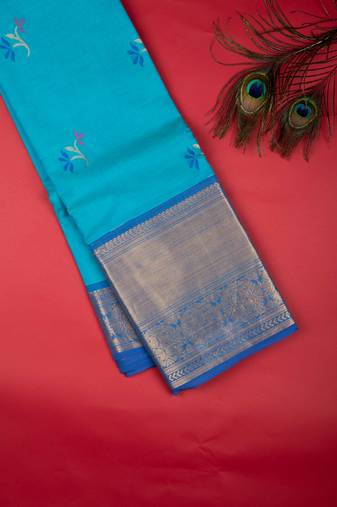 Anandha blue kanchi cotton saree