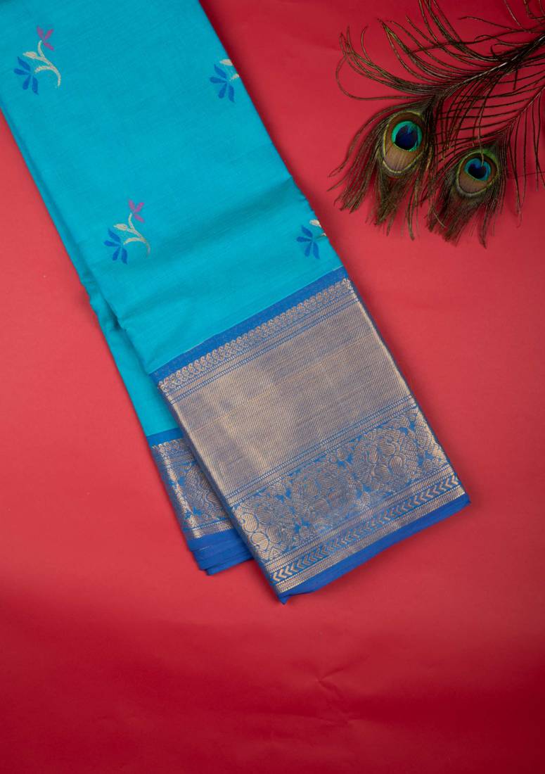 Anandha blue kanchi cotton saree