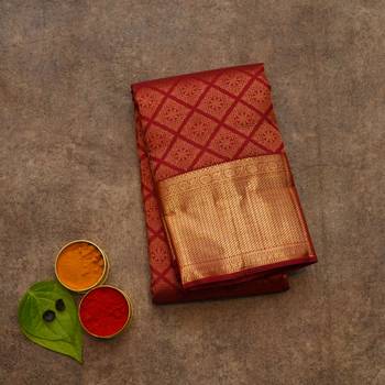 Red brocade kanjivaram silk saree 1