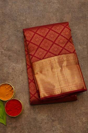 Red brocade kanjivaram silk saree