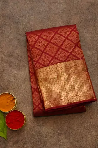 Red brocade kanjivaram silk saree