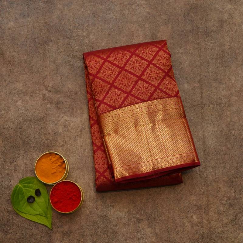Red brocade kanjivaram silk saree