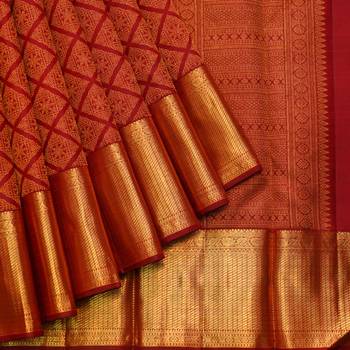 Red brocade kanjivaram silk saree 2