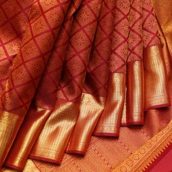 Red brocade kanjivaram silk saree 3