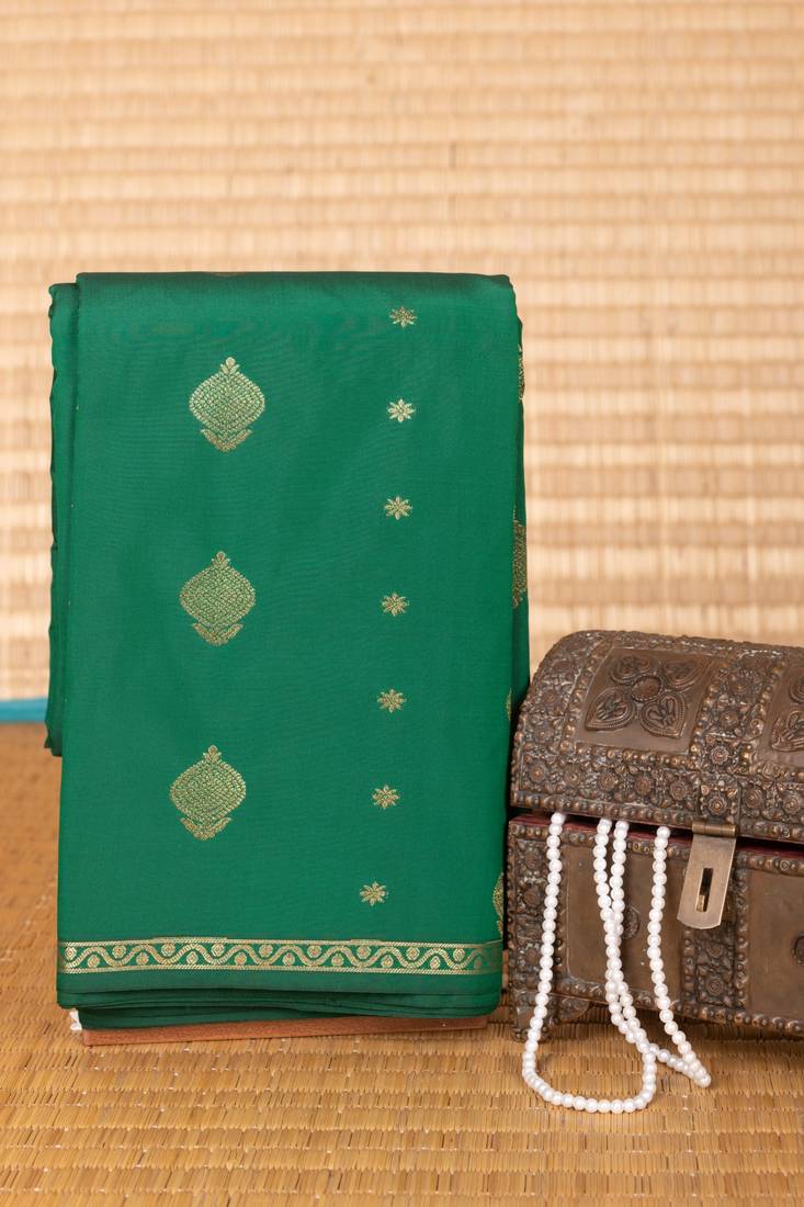 Forest green butta semi silk saree