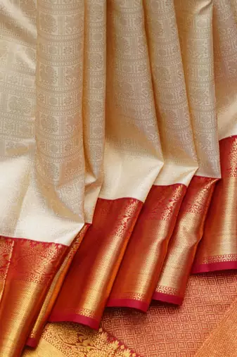 Off white silk saree with blouse