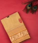 Beige pure kanchi cotton saree