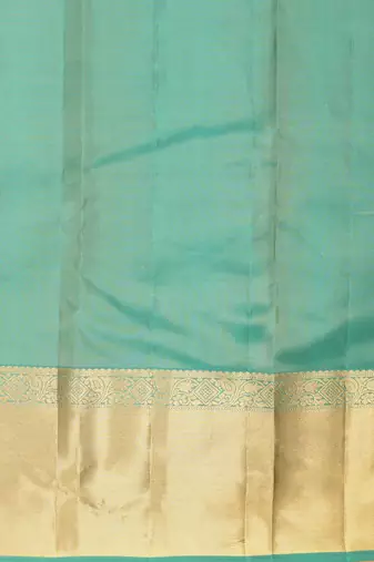 Beige and dual tone blue checked pure kanjivaram silk saree