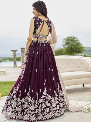Wine Silk Blend Lehenga Choli 3