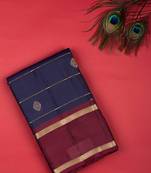 Navy blue and maroon pure touch silk saree